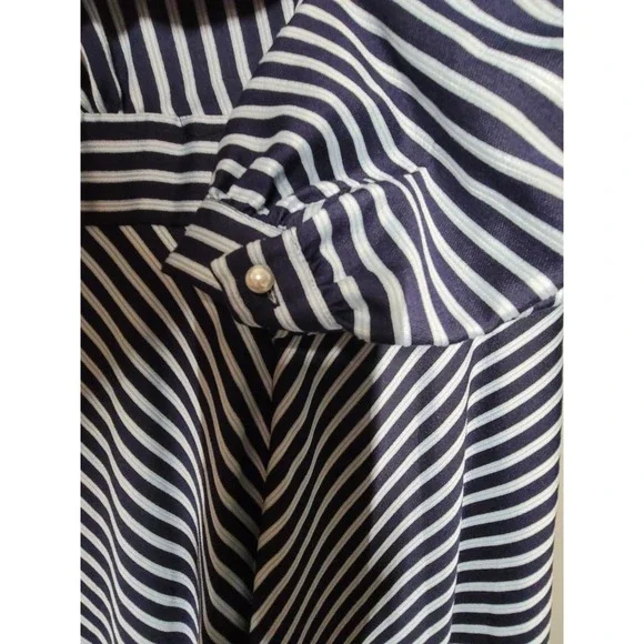 NWT Gianni Bini Maxi Dress 2 Navy White Grey Genevieve Striped Nautical Glam - Picture 8 of 10